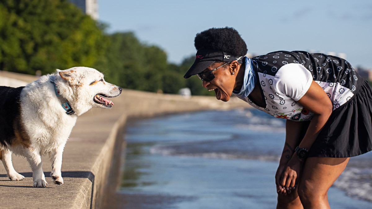 Dog And Runner Smiling