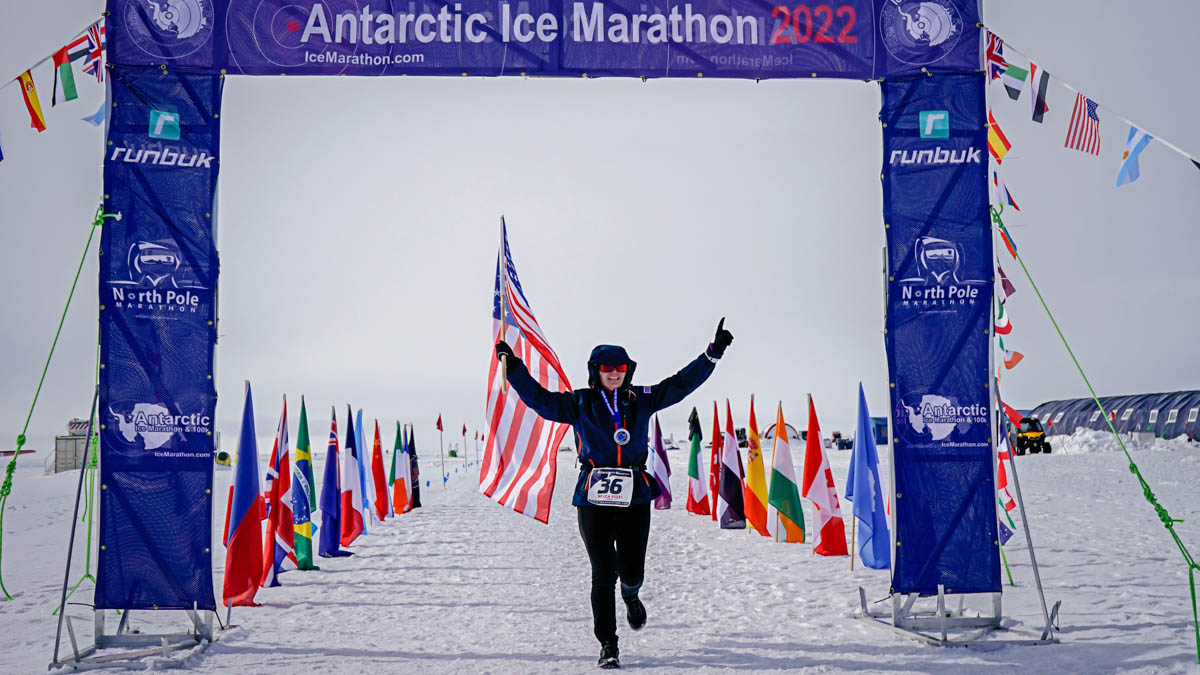 Image Of Runner Becca Pizzi Running An International Marathon In Antarctica