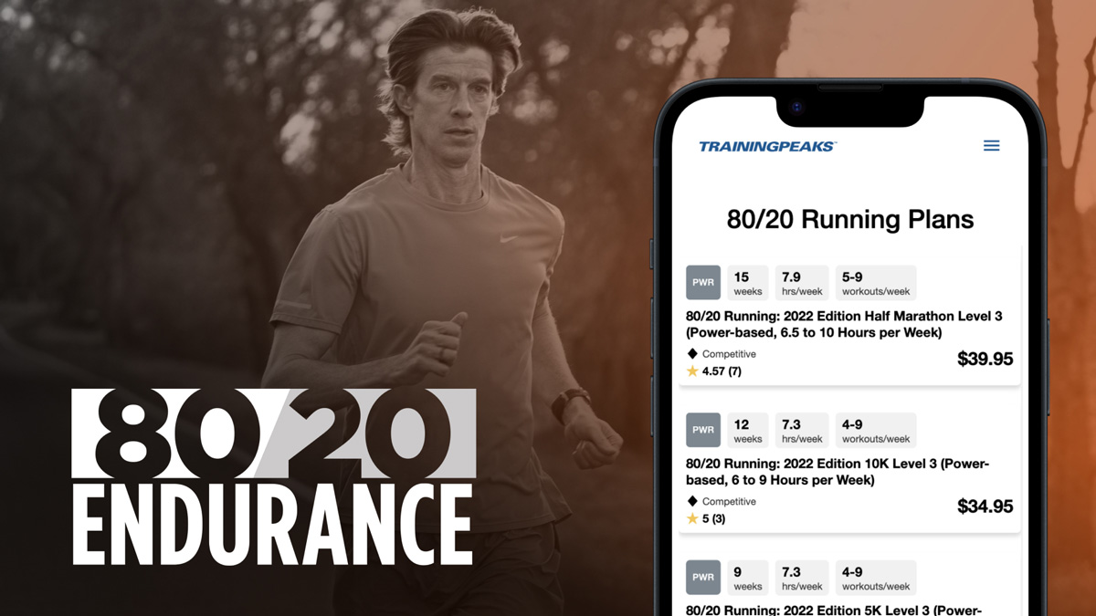 Image Of Running Coach Matt Fitzgerald Of 80/20 Endurance Running With Overlay Of 80/20 Endurance Running Training Plans On Trainingpeaks App