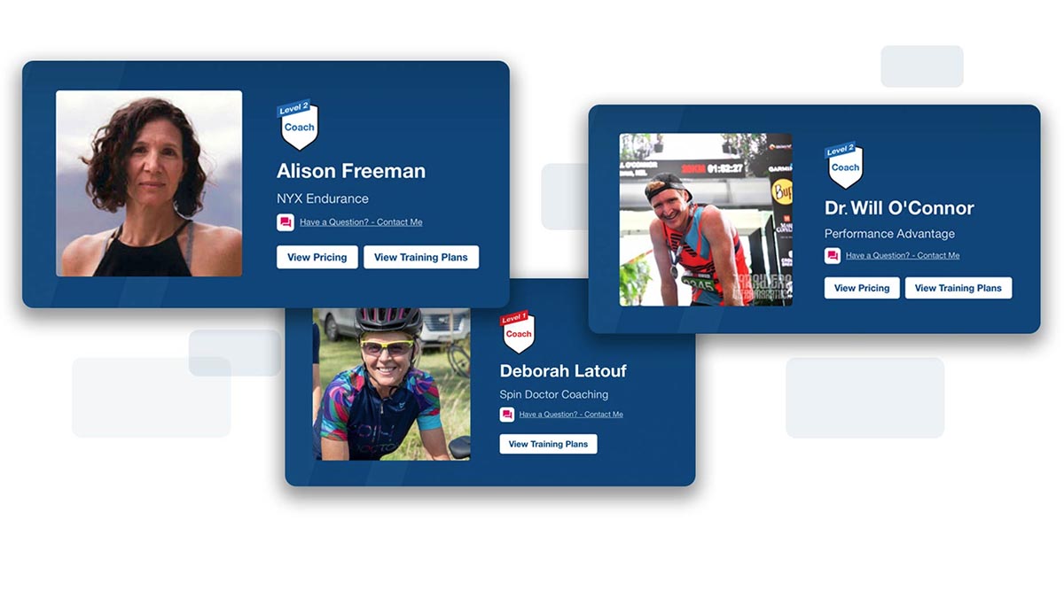 Image Of Three Profile Cards Of Trainingpeaks Coaches