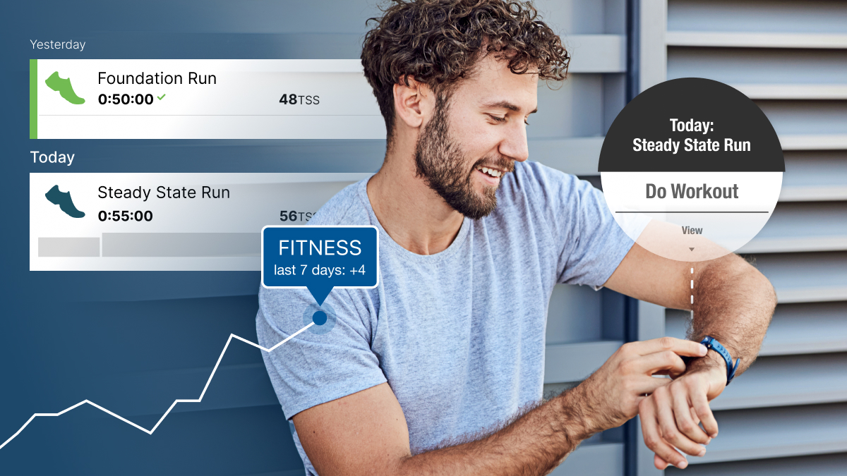 Male Athlete Starting Trainingpeaks Structured Workout On Connected Watch.