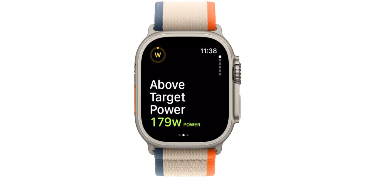 Above Target Power Prompt Shown On Apple Watch.