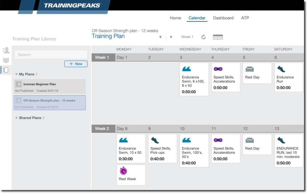 Trainingpeaks Coach App Training Plan Library Calendar View